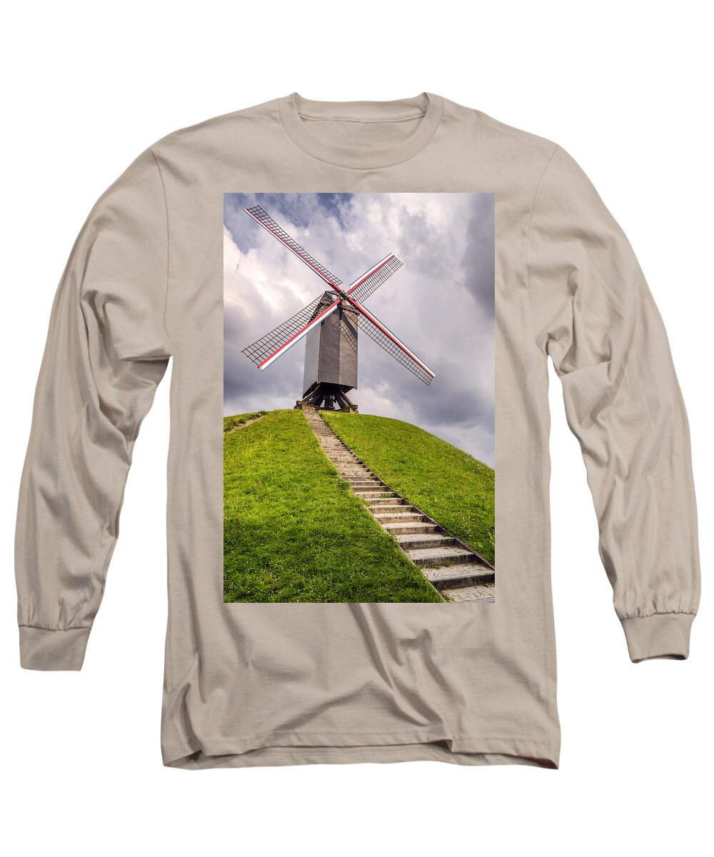 Brugge Long Sleeve T-Shirt featuring the photograph Sint Janshuismolen Windmill by Pablo Lopez