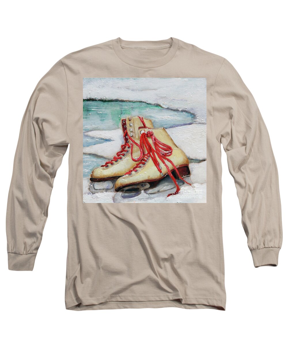 Skates Long Sleeve T-Shirt featuring the painting Skating Dreams by Portraits By NC