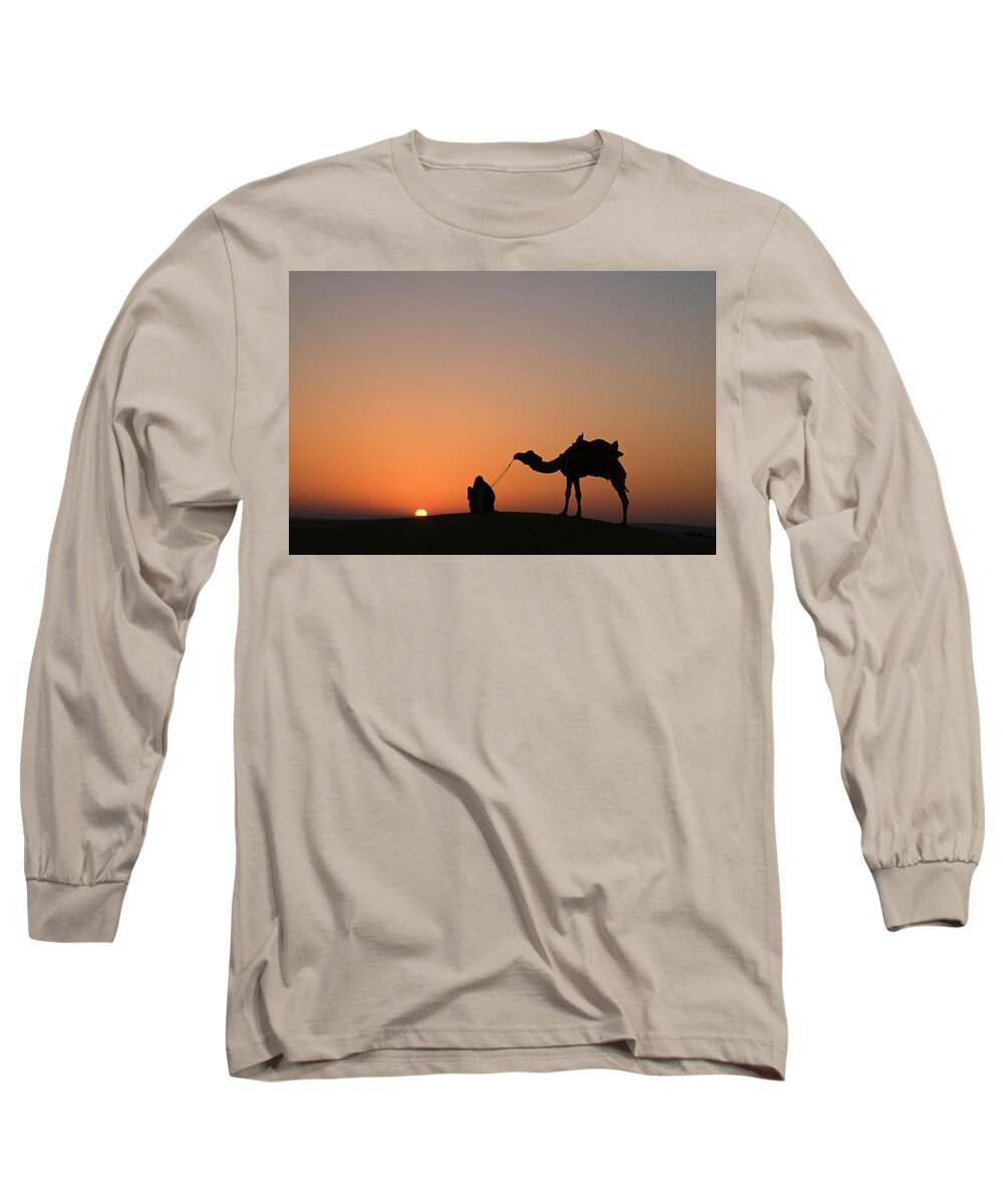 Silhouette Long Sleeve T-Shirt featuring the photograph SKN 0870 Silhouette at Sunrise by Sunil Kapadia