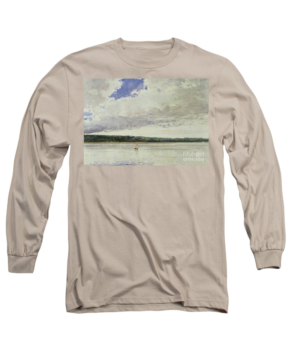 Small Sloop On Saco Bay Long Sleeve T-Shirt featuring the painting Small Sloop on Saco Bay by Winslow Homer