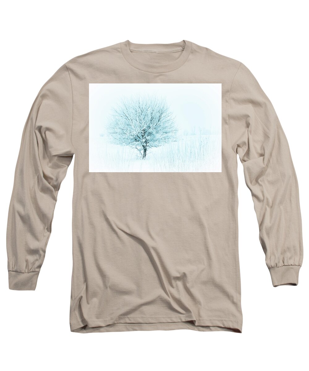 Winter Long Sleeve T-Shirt featuring the photograph Snow Field Tree by Troy Stapek