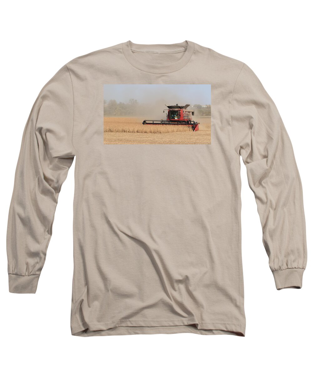 Soybean Long Sleeve T-Shirt featuring the photograph Soybean Harvest in Fremont County Iowa by J Laughlin