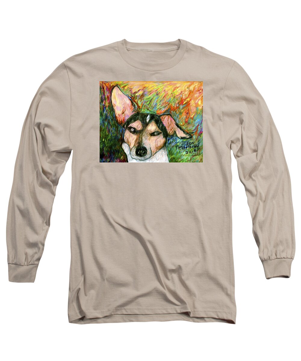 A Great Dog Long Sleeve T-Shirt featuring the drawing Spence by Jon Kittleson