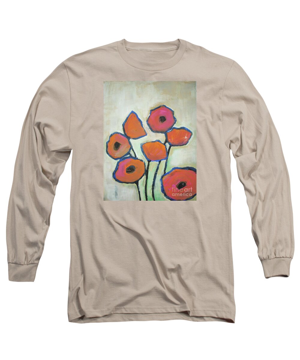 Abstract Long Sleeve T-Shirt featuring the painting Spontaneous beauty by Vesna Antic