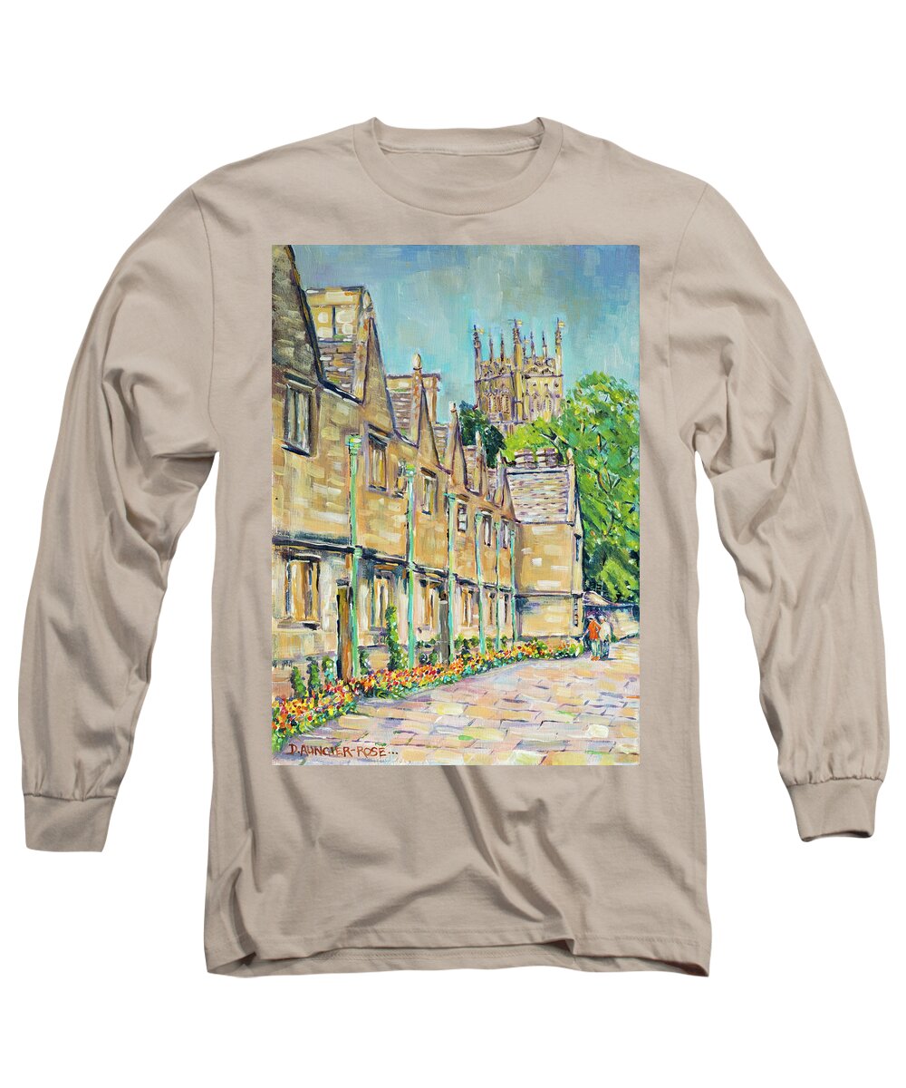 Acrylic Long Sleeve T-Shirt featuring the painting Springtime Stroll In Chipping Campden by Seeables Visual Arts