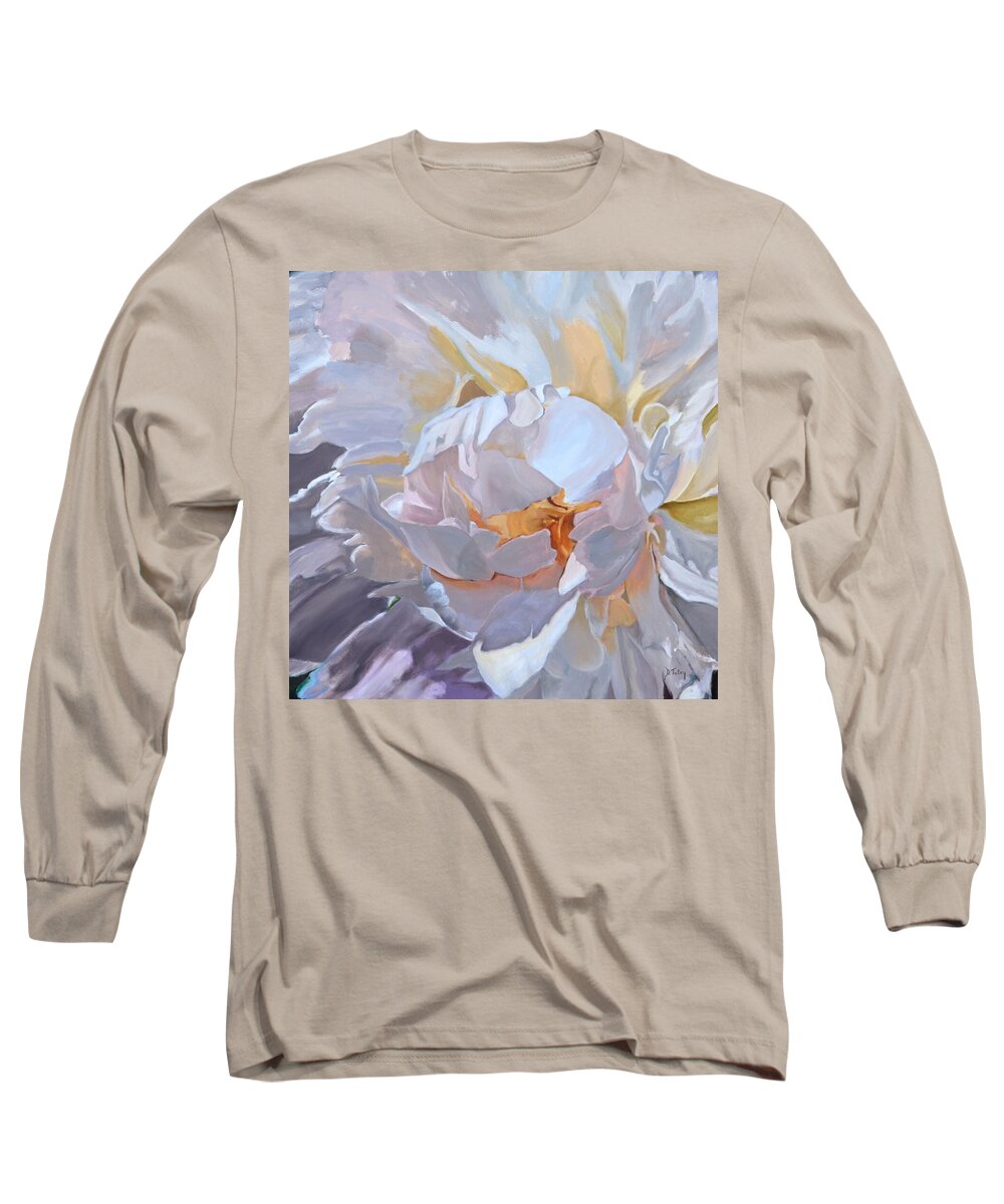 Peony Long Sleeve T-Shirt featuring the painting Square Format Peony Painting by Donna Tuten