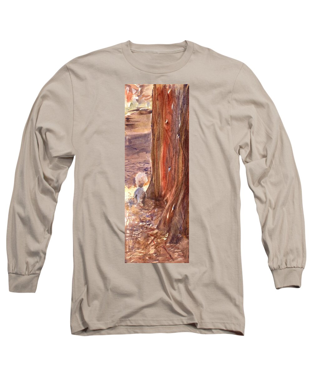 Squirrel Long Sleeve T-Shirt featuring the painting Squirrel by David Ladmore
