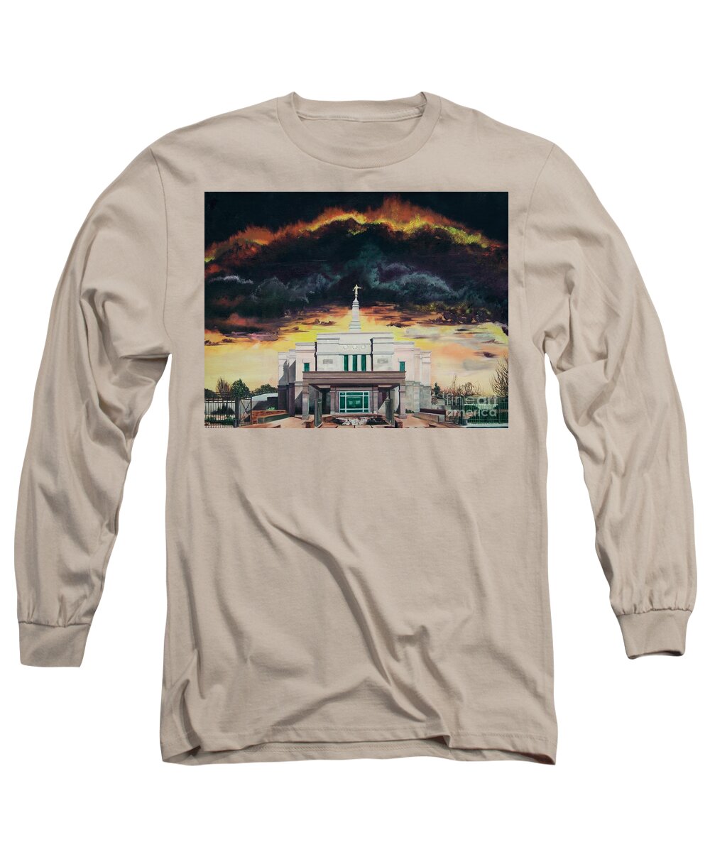 Lds Temples Long Sleeve T-Shirt featuring the painting Stand in Holy Places by Nila Jane Autry