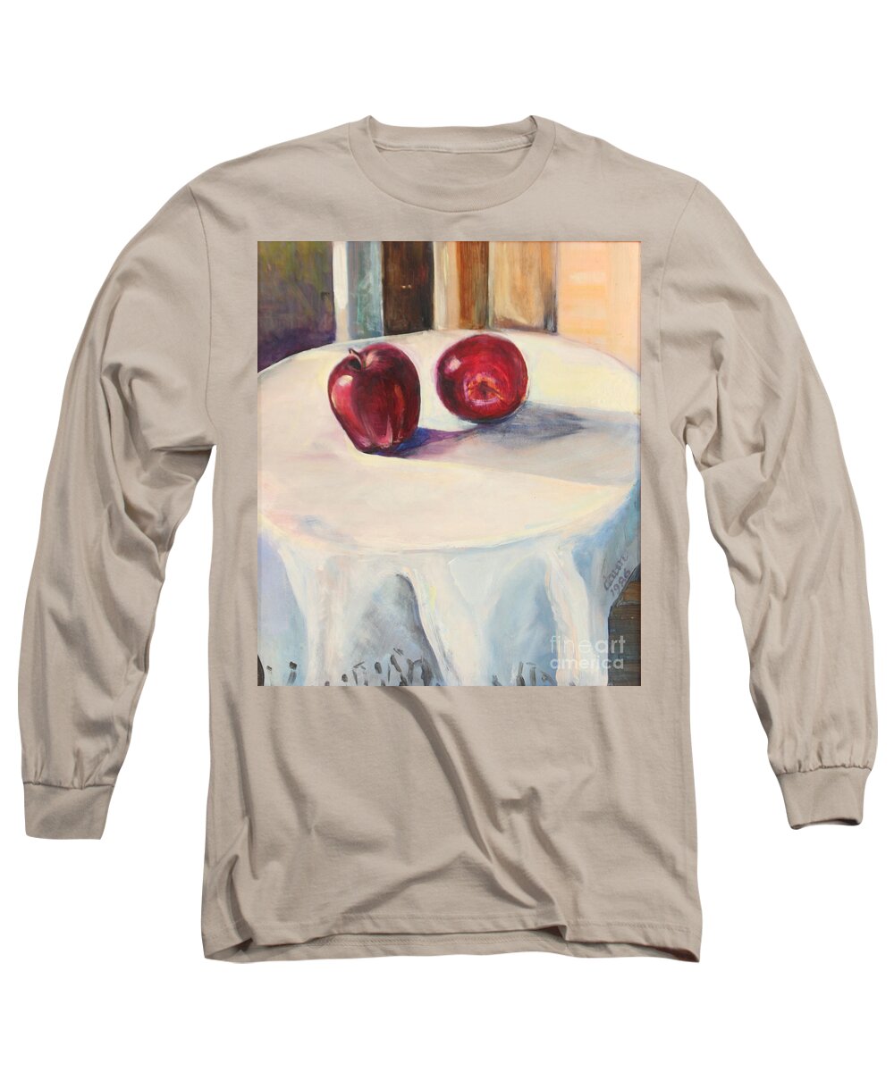 Oil Painting Long Sleeve T-Shirt featuring the painting Still Life with Apples by Daun Soden-Greene
