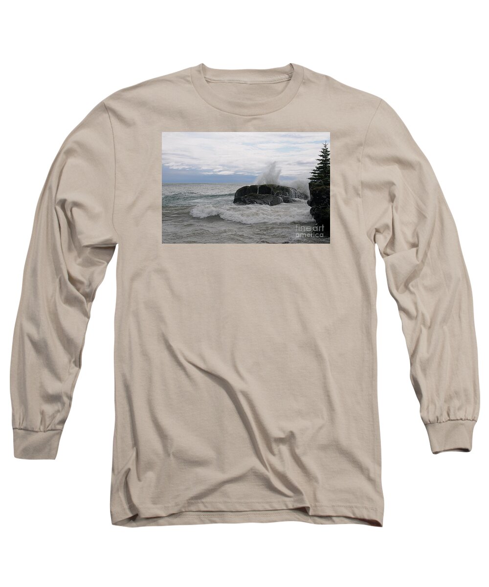 Lake Superior Long Sleeve T-Shirt featuring the photograph Stormy Morning on Superior by Sandra Updyke