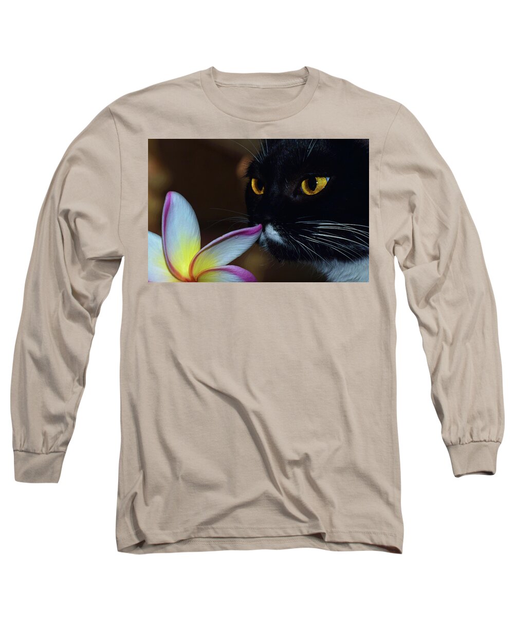 Photograph Long Sleeve T-Shirt featuring the photograph Summer Sniffing Plumaria by Larah McElroy