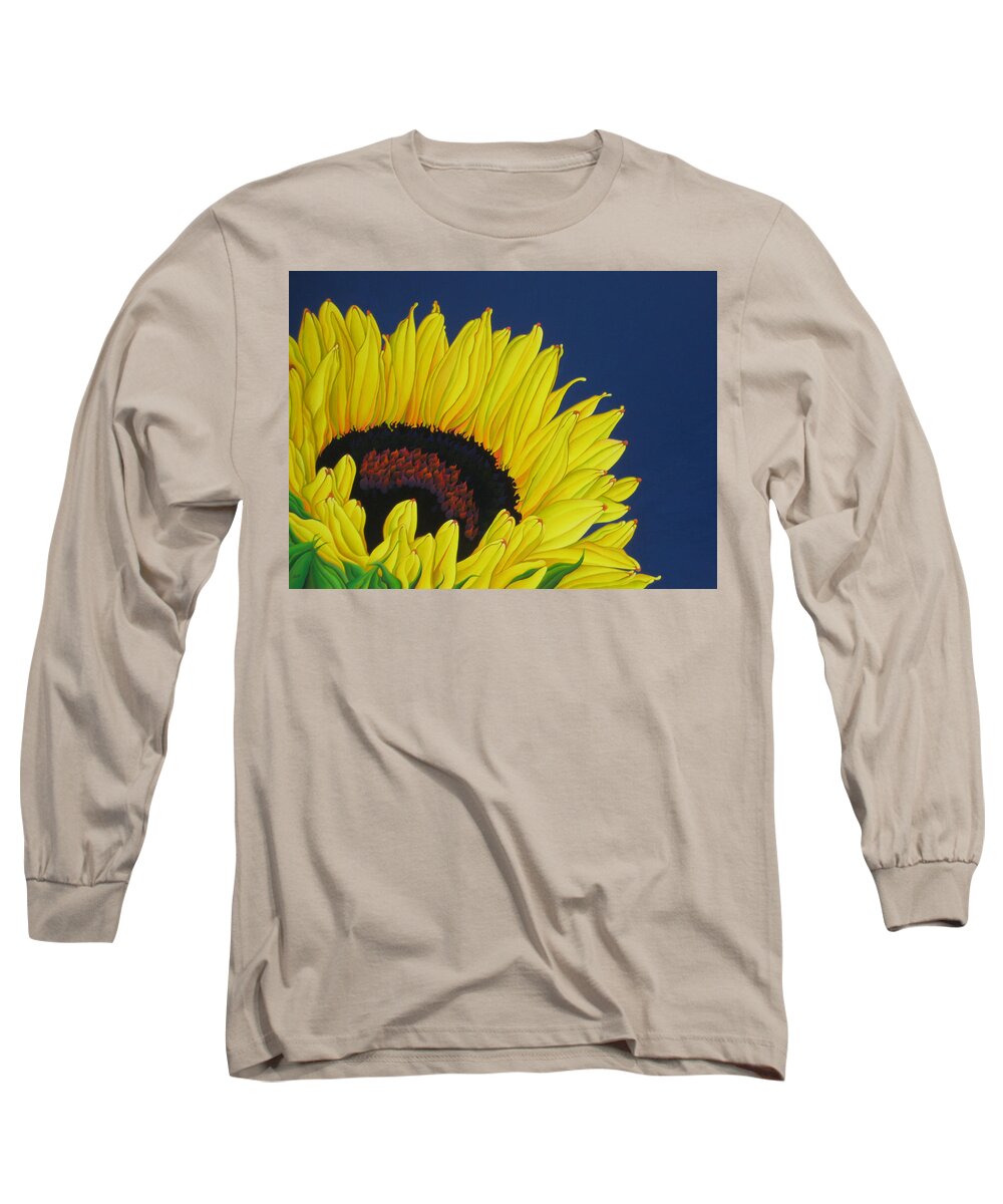 Sunflower Long Sleeve T-Shirt featuring the painting Sun Ray Superstar by Amy Ferrari