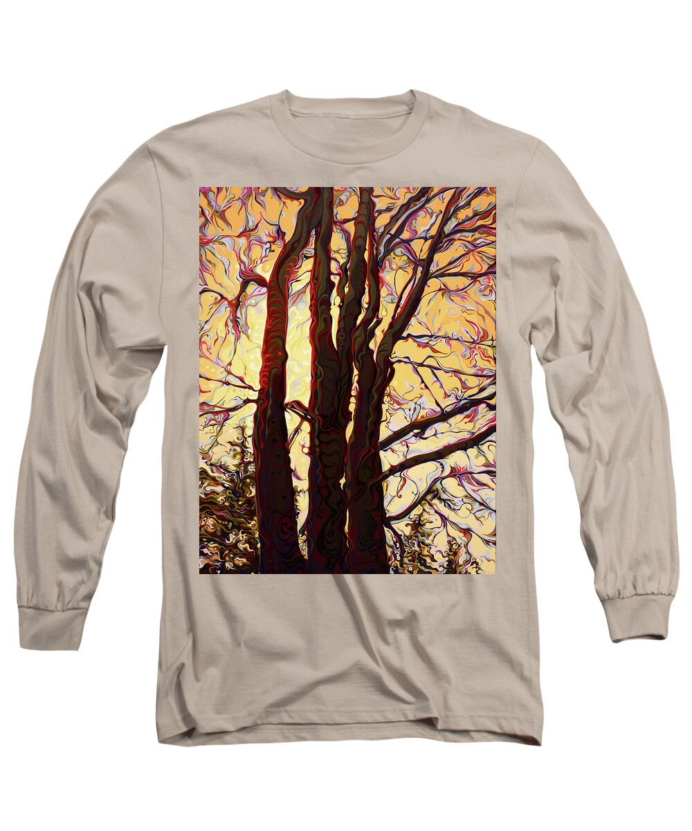 Tree Long Sleeve T-Shirt featuring the painting Sun-Shielding GallanTrees by Amy Ferrari
