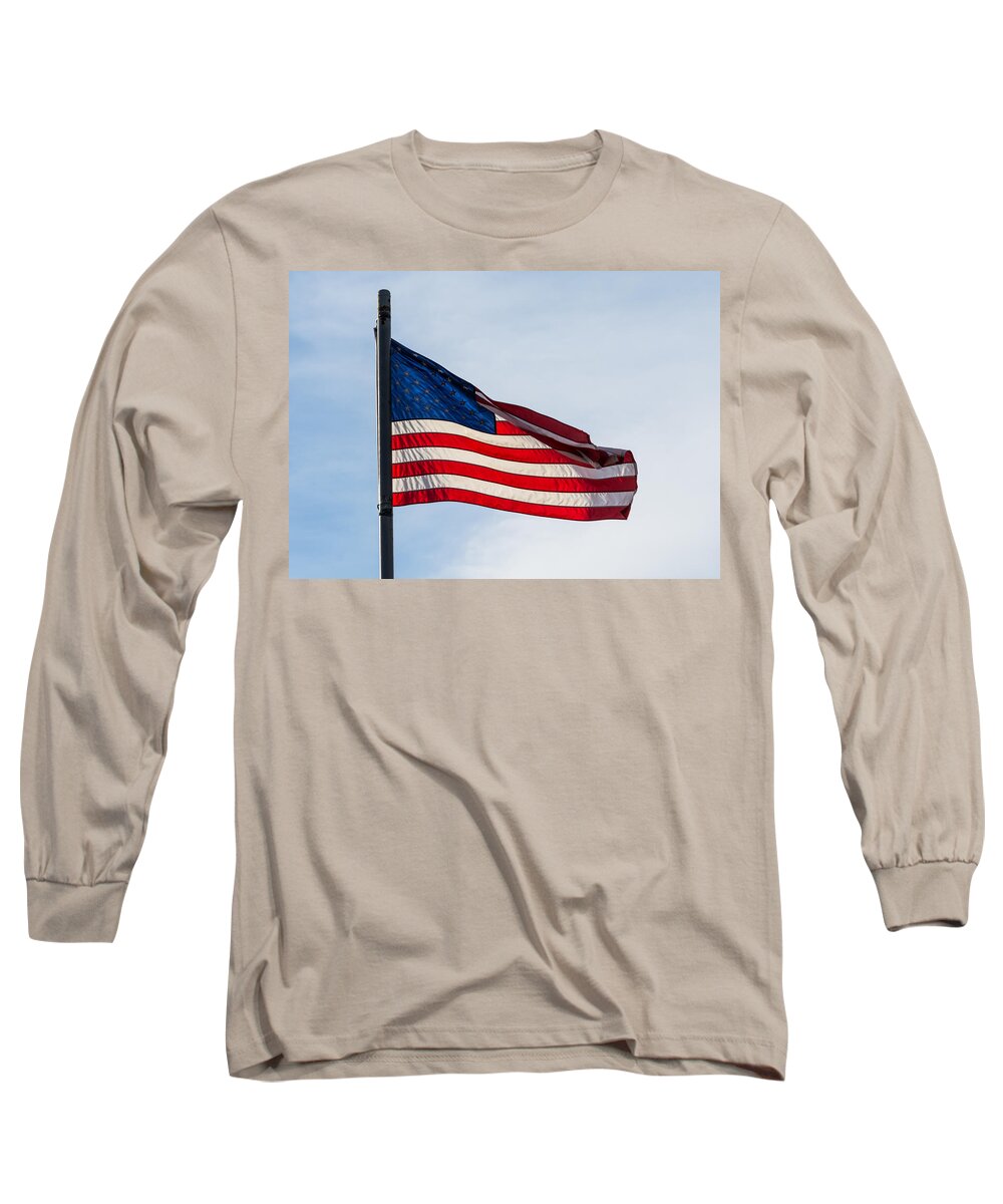 Sunlit Long Sleeve T-Shirt featuring the photograph Sunlit Flag by Holden The Moment