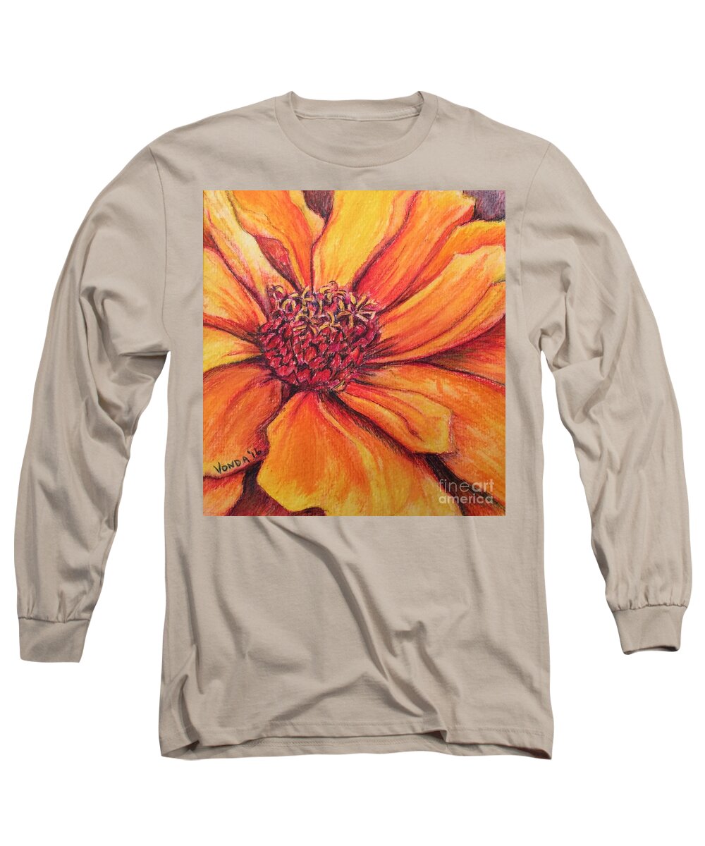 Macro Long Sleeve T-Shirt featuring the drawing Sunny Perspective by Vonda Lawson-Rosa