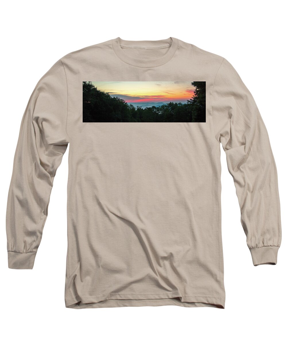 Sunrise Long Sleeve T-Shirt featuring the photograph Sunrise from Maggie Valley August 16 2015 by D K Wall