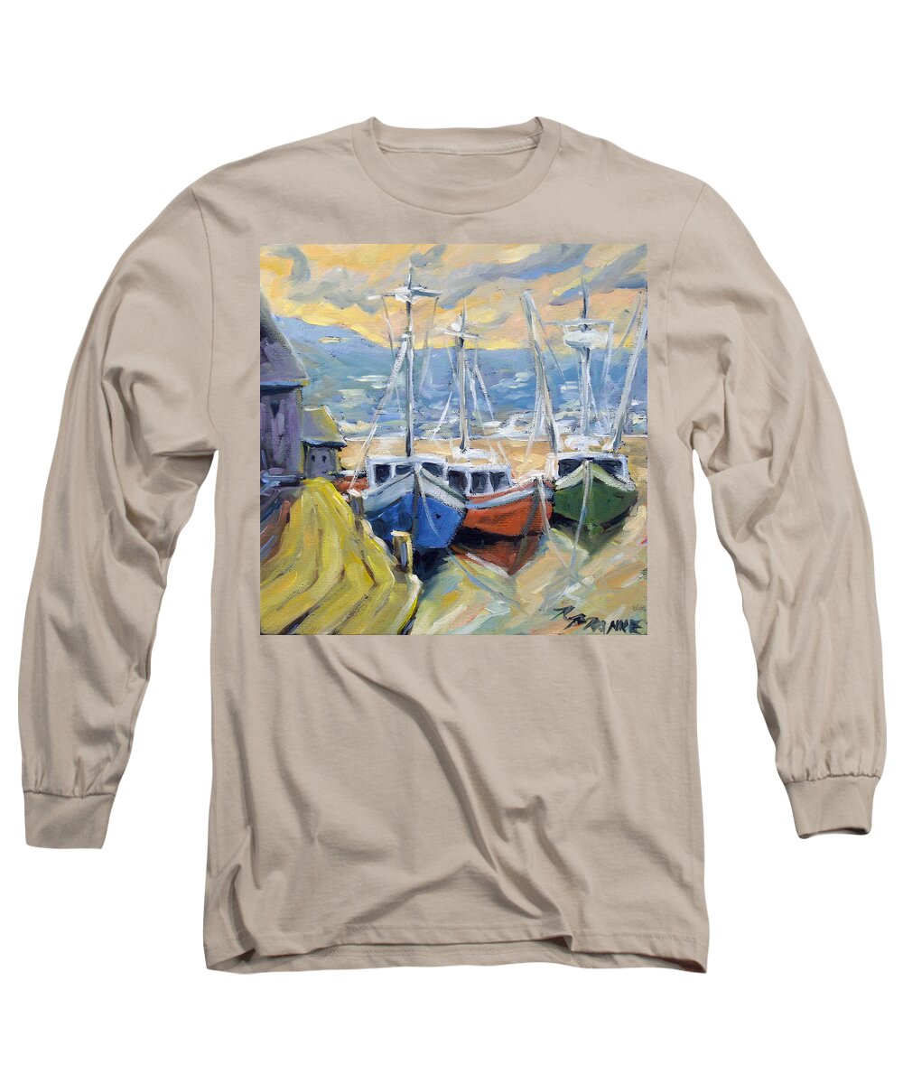 Sea Long Sleeve T-Shirt featuring the painting Sunset Bay by Richard T Pranke