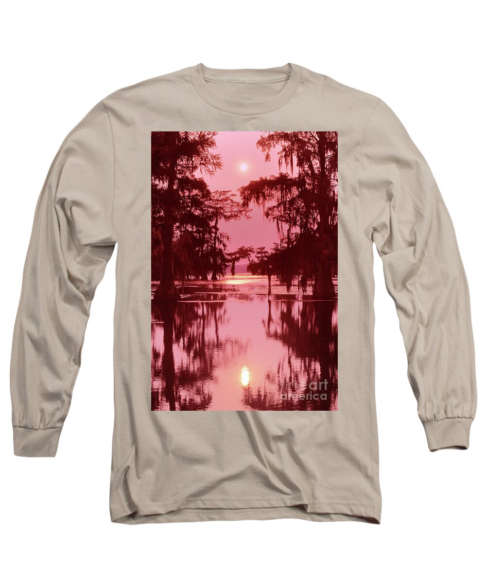 North America Long Sleeve T-Shirt featuring the photograph Sunset on the Bayou Atchafalaya Basin Louisiana by Dave Welling