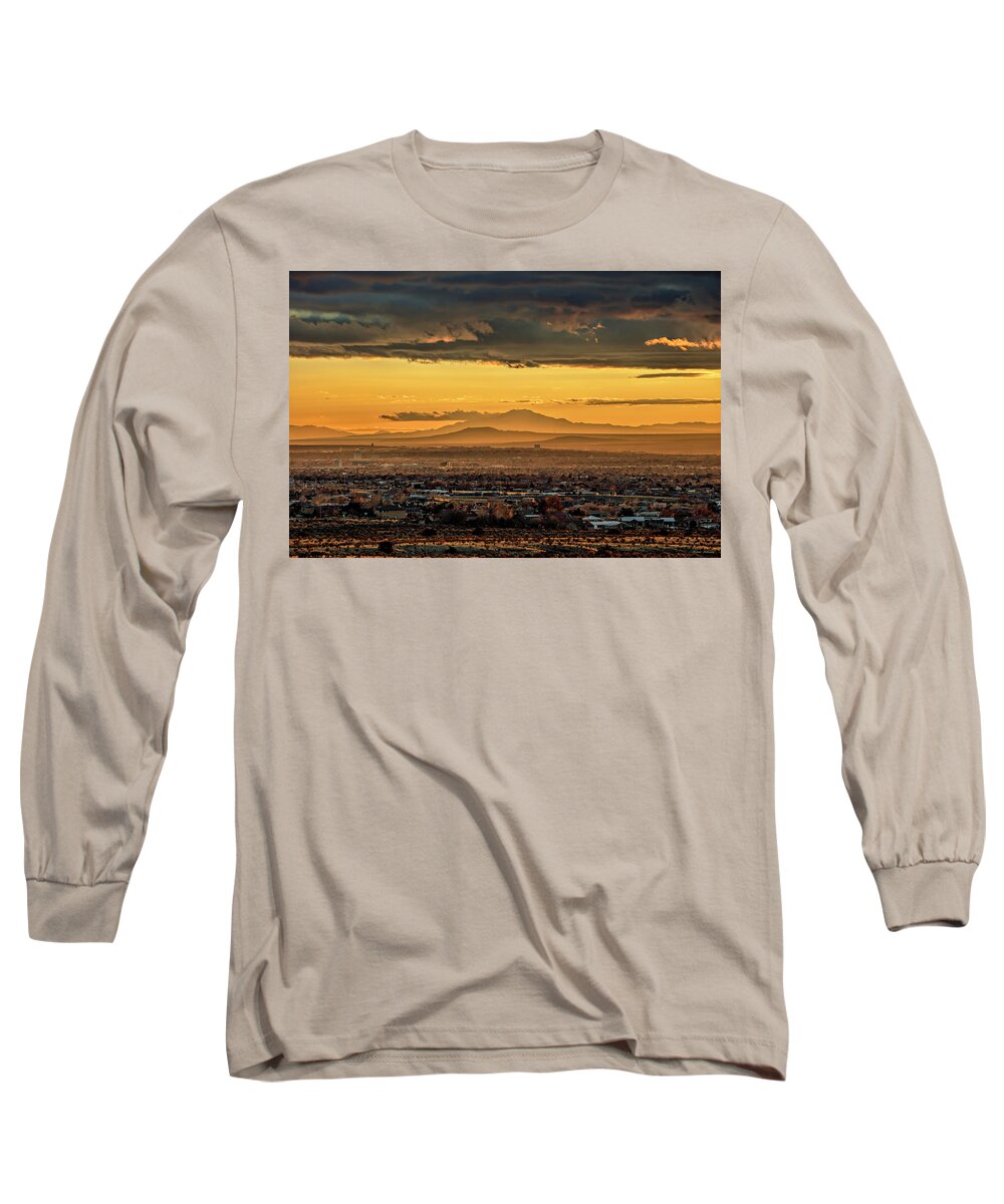 Landscape Long Sleeve T-Shirt featuring the photograph Sunset over Albuquerque by Michael McKenney
