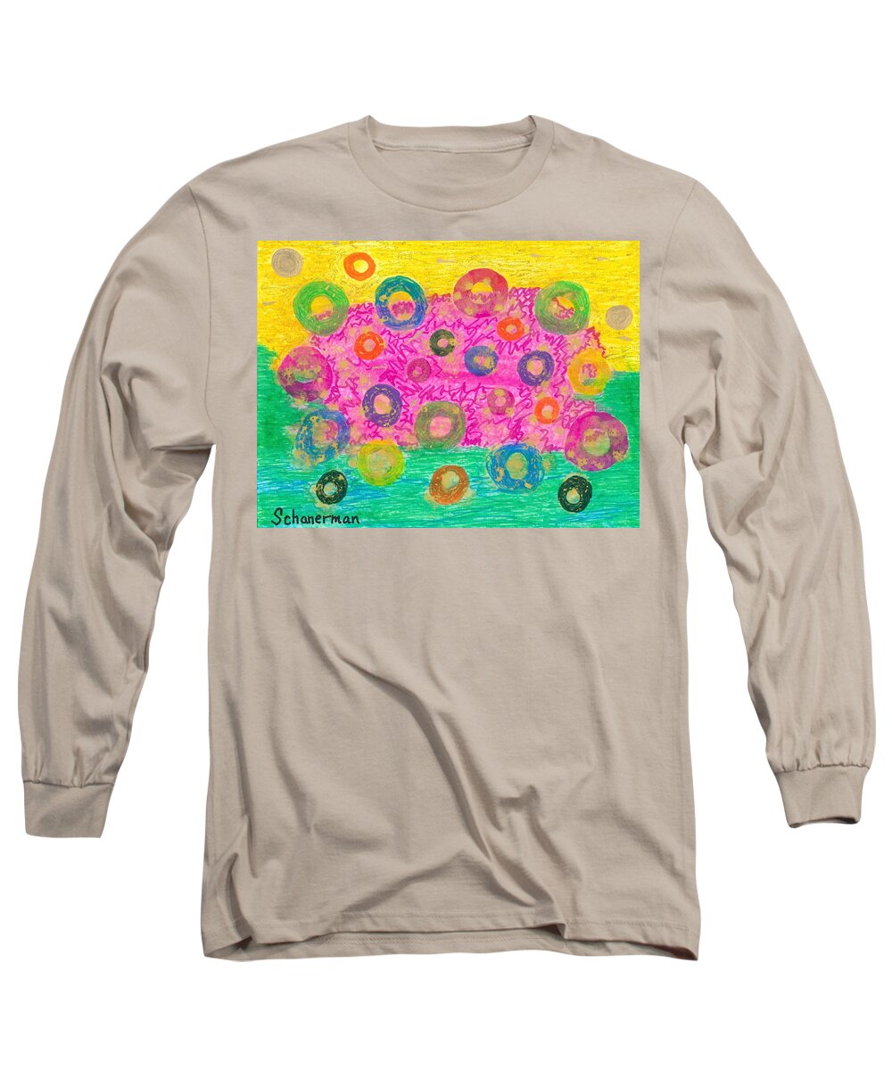 Original Drawing/painting Long Sleeve T-Shirt featuring the painting Sunshine And Silly Bubbles by Susan Schanerman