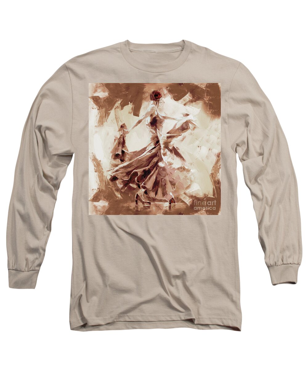 Jazz Long Sleeve T-Shirt featuring the painting Tango Dance 9910J by Gull G
