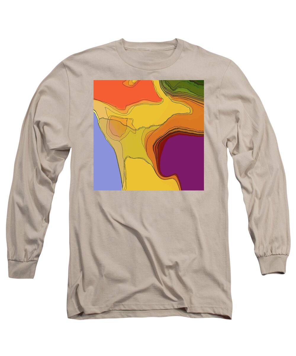 Abstract Long Sleeve T-Shirt featuring the digital art Terraced by Gina Harrison