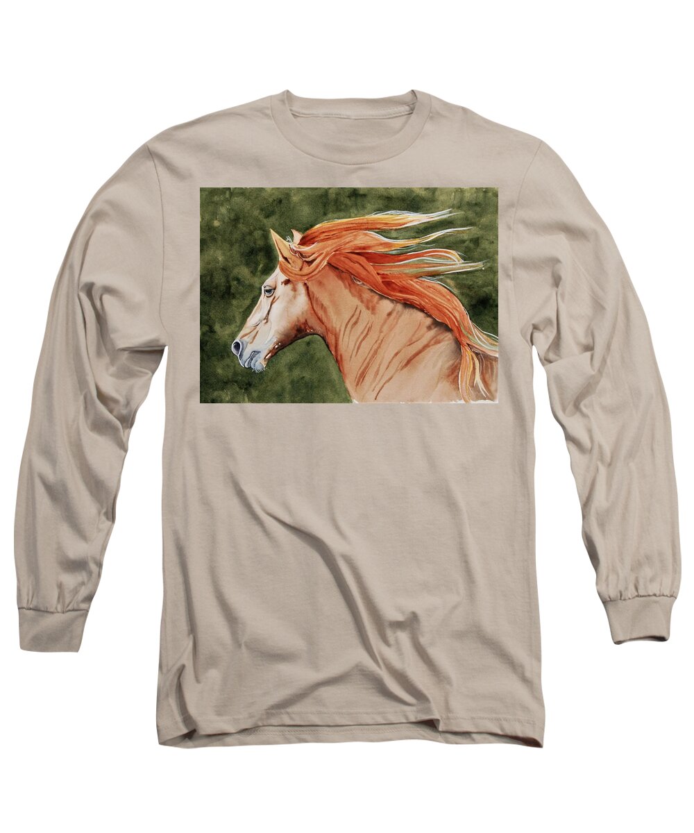 Horse Long Sleeve T-Shirt featuring the painting The Americano by Sonja Jones