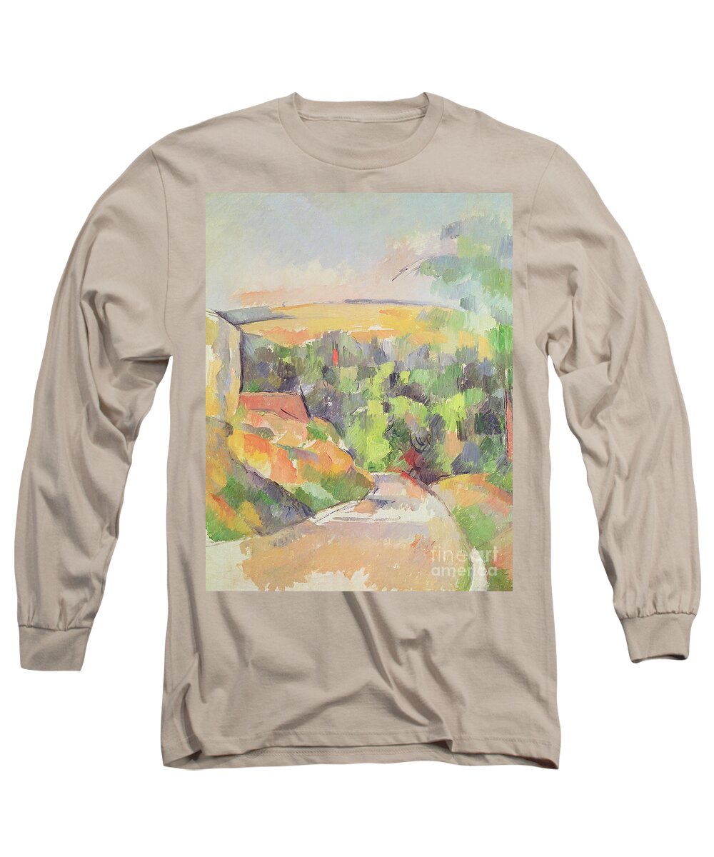 Cezanne Long Sleeve T-Shirt featuring the painting The Bend in the Road by Paul Cezanne