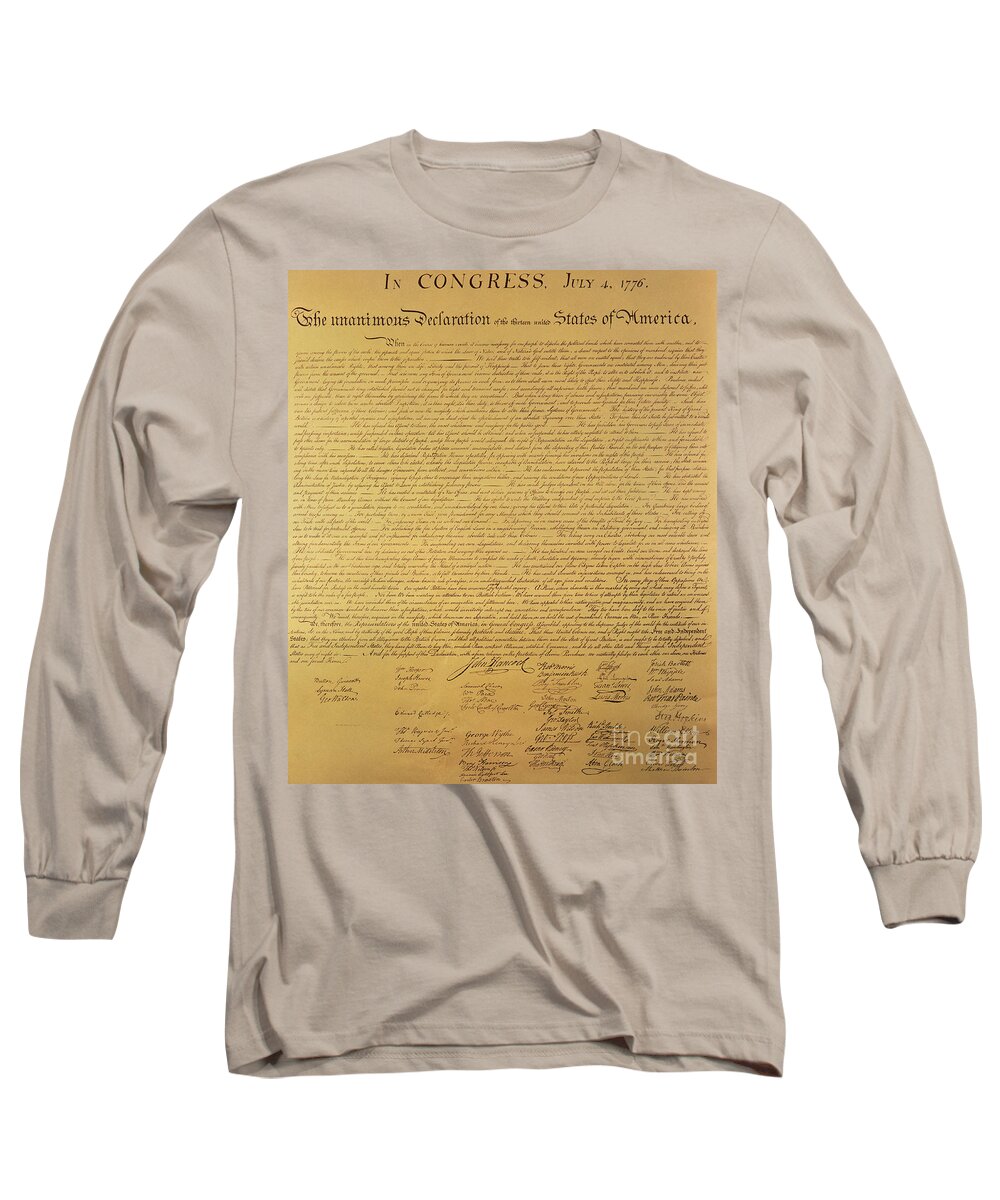 #faatoppicks Long Sleeve T-Shirt featuring the painting The Declaration of Independence by Founding Fathers
