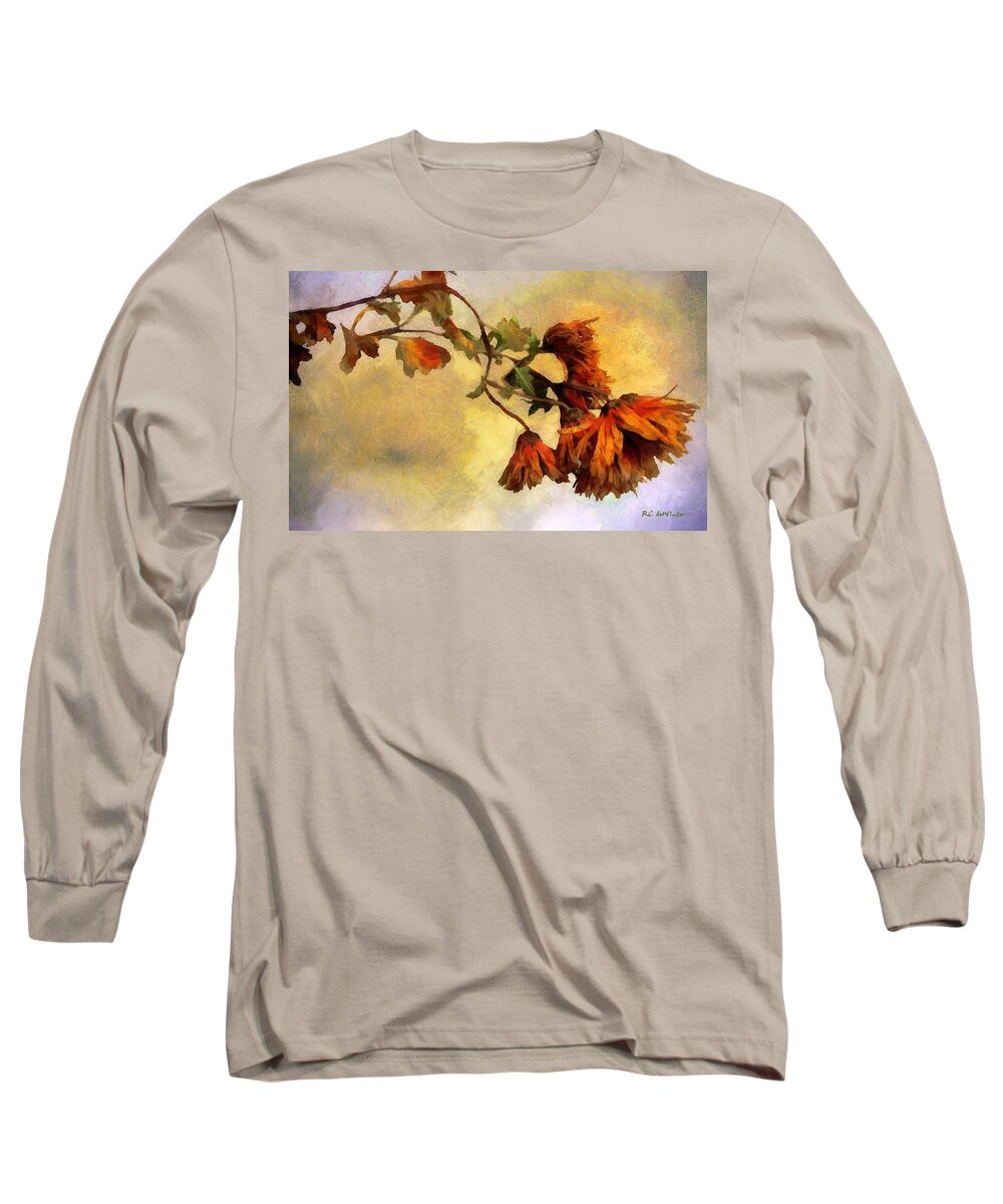 Chrysanthemums Long Sleeve T-Shirt featuring the painting The End of the Season by RC DeWinter