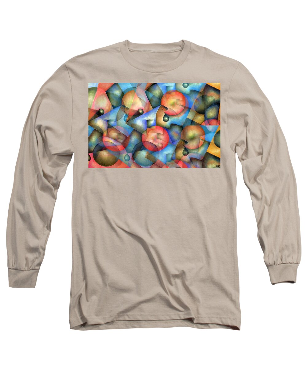 Cubism.teardrops Long Sleeve T-Shirt featuring the pastel The Gift of Tears-Geometric Pattern Art by Laurie's Intuitive