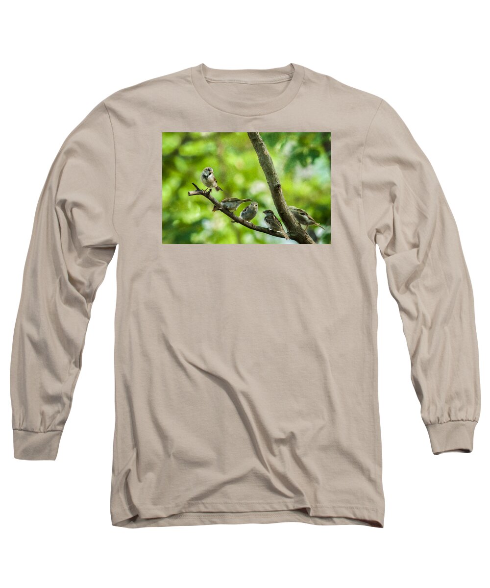 Birds Long Sleeve T-Shirt featuring the photograph The Gossip Branch by Cathy Kovarik