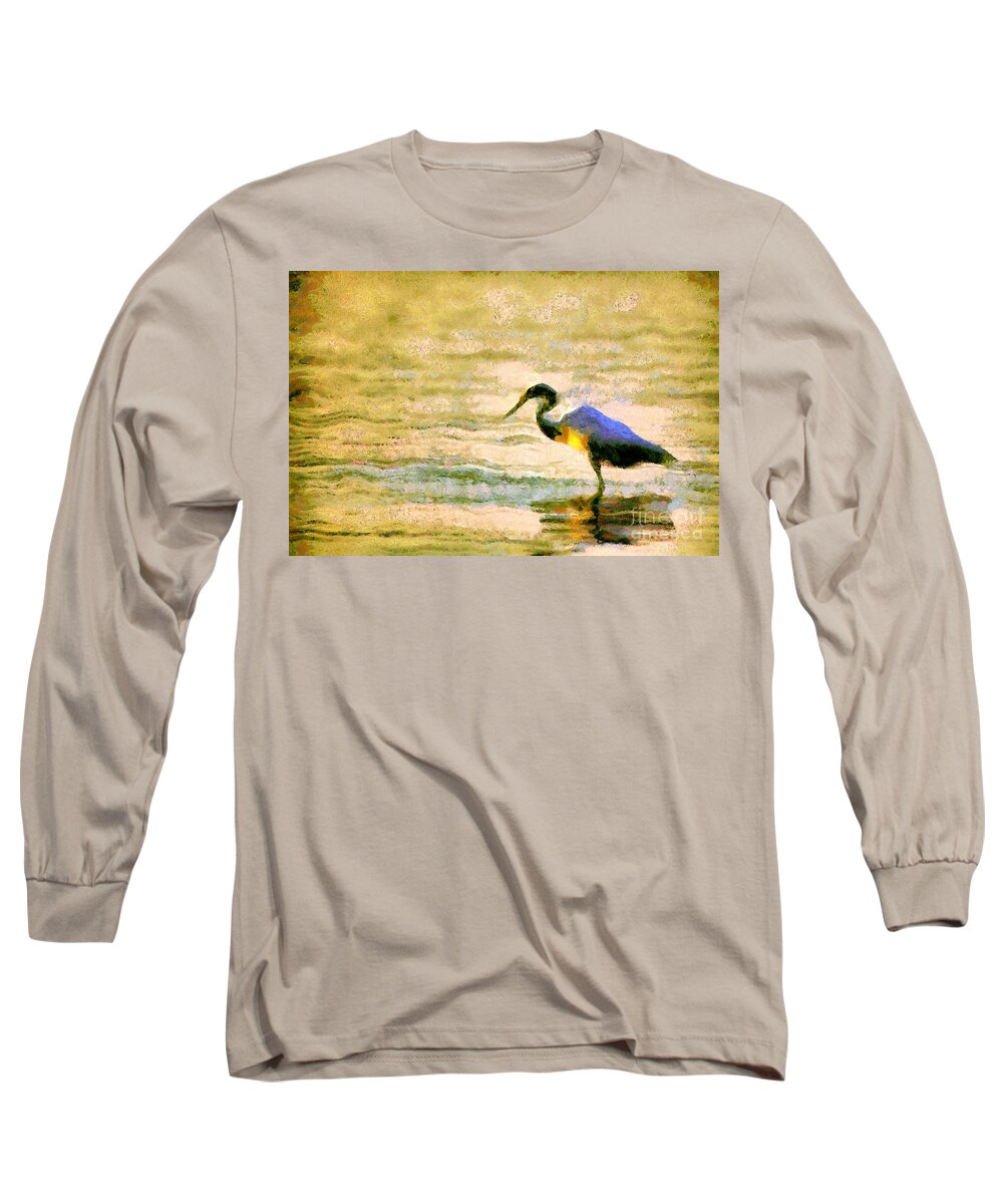 Odon Long Sleeve T-Shirt featuring the painting The herons by Odon Czintos