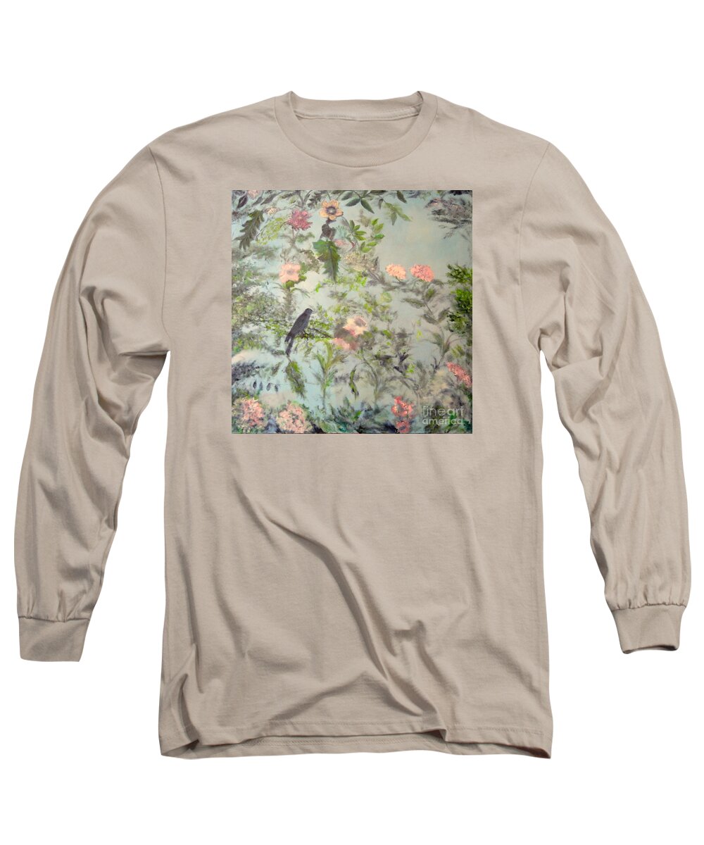 Gardenpainting Long Sleeve T-Shirt featuring the painting The Hidden Garden by Dagmar Helbig