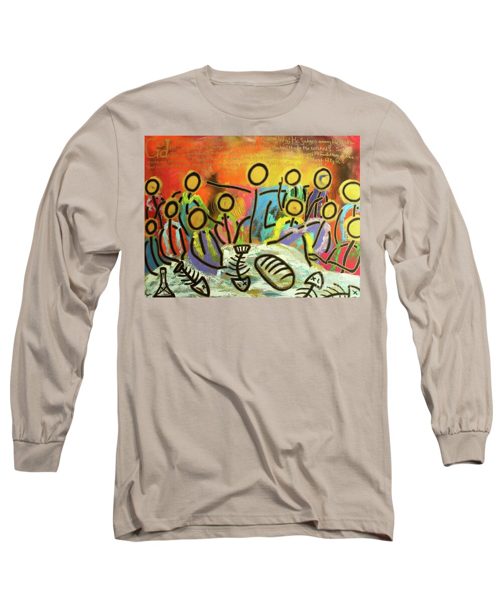 Acrylic Long Sleeve T-Shirt featuring the painting The Last Supper Recitation by Odalo Wasikhongo