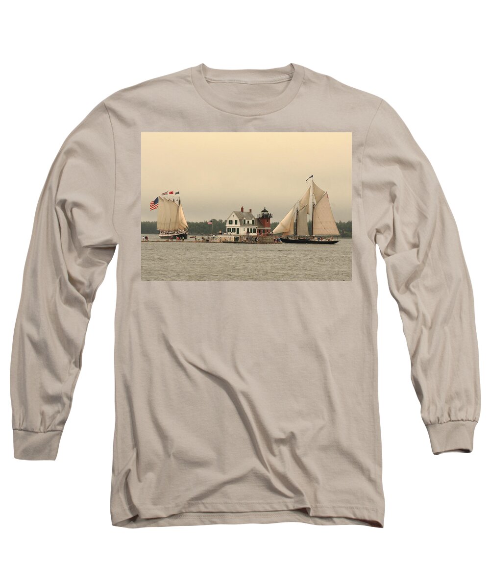 Seascape Long Sleeve T-Shirt featuring the photograph The Lighthouse At Rockland by Doug Mills