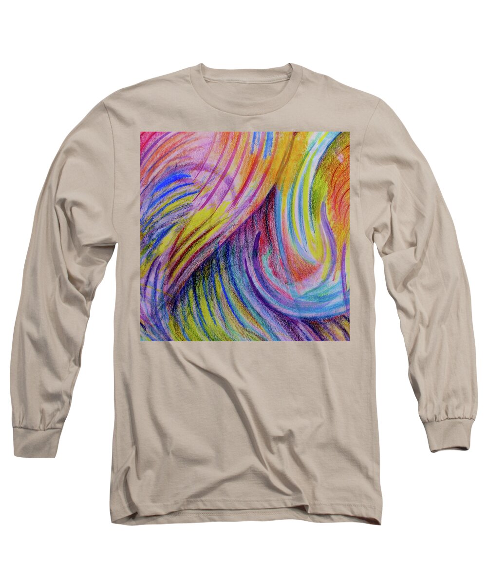 Colored Pencil Long Sleeve T-Shirt featuring the mixed media Come Into My Color by Rosanne Licciardi