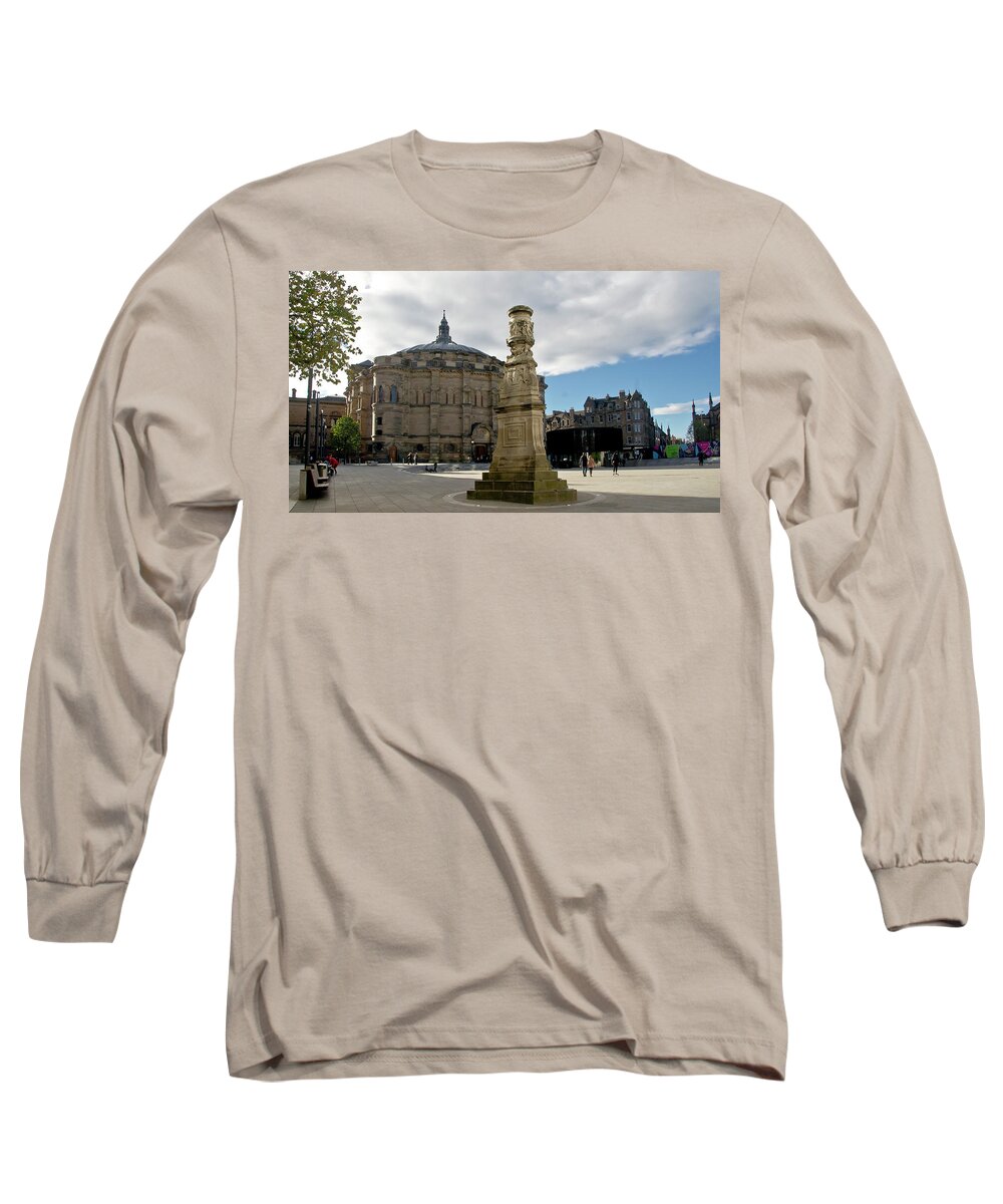 Hall Long Sleeve T-Shirt featuring the photograph The Mc Ewan Hall and Bristo Square by Elena Perelman