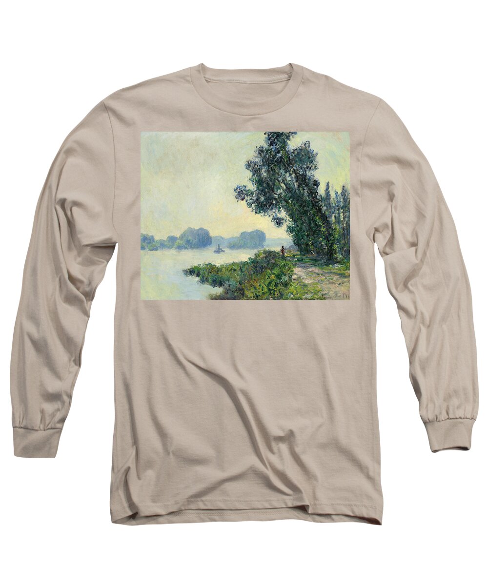 The Towpath At Granval Long Sleeve T-Shirt featuring the painting The Towpath at Granval by Claude Monet