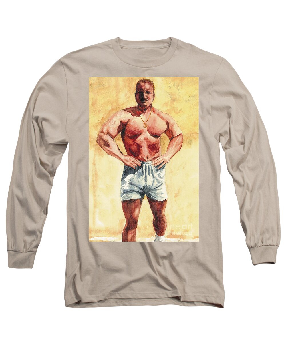 Body Builder Long Sleeve T-Shirt featuring the painting The Trainer by Vicki Housel