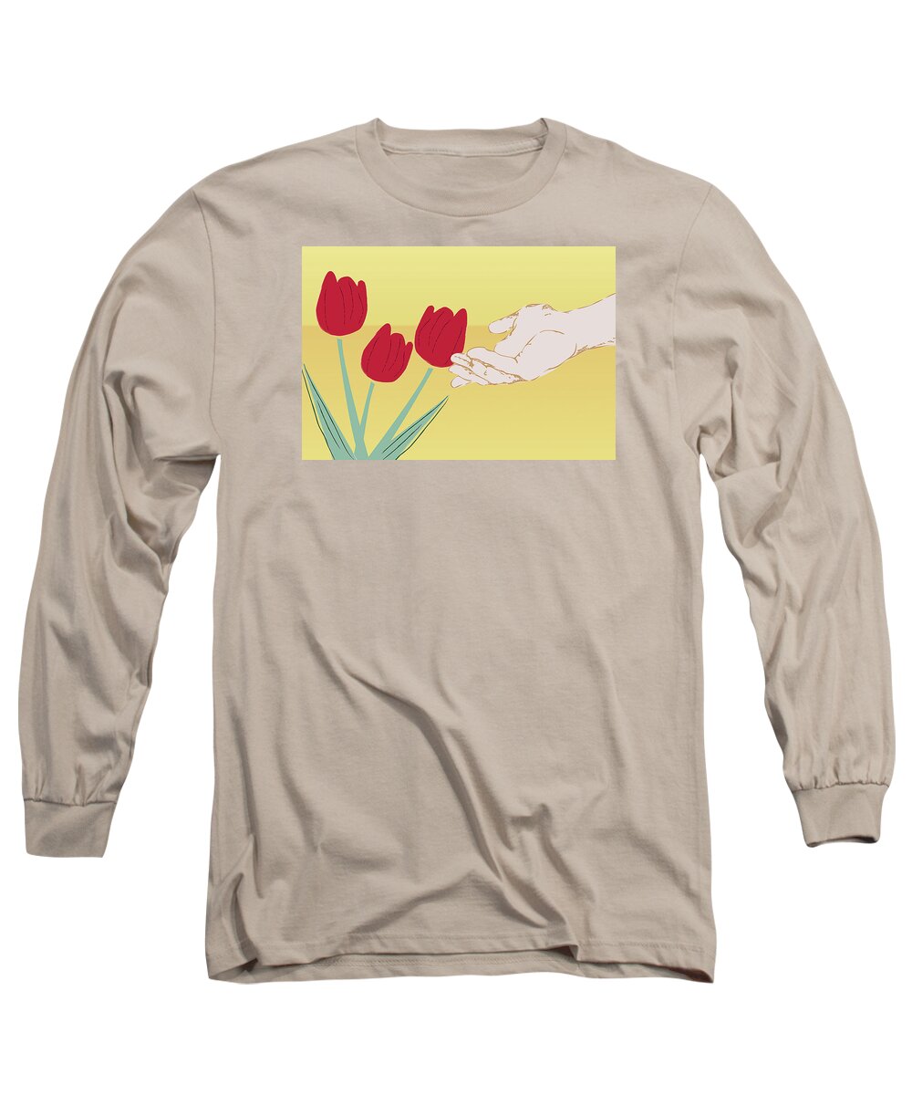 Green Long Sleeve T-Shirt featuring the digital art The Tulips by Milena Ilieva
