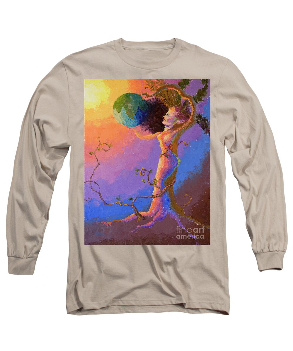 Cards Long Sleeve T-Shirt featuring the painting The World by Srishti Wilhelm