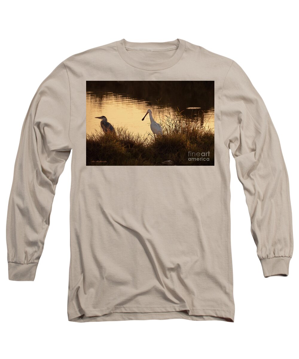 Spoonbill Long Sleeve T-Shirt featuring the photograph Thoughts on Sunset 02 by Arik Baltinester