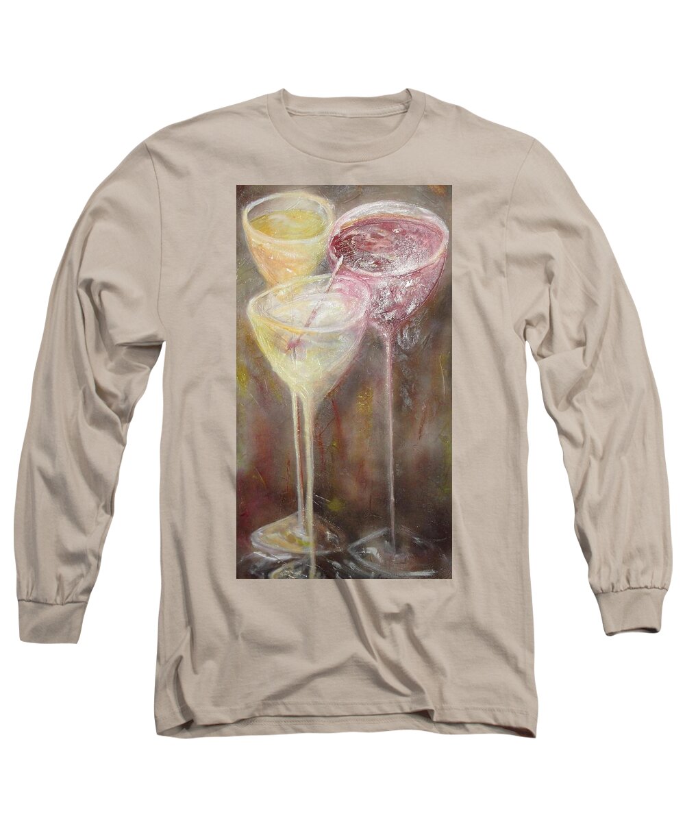 Abstractical Long Sleeve T-Shirt featuring the painting Three NIght Out by Chuck Gebhardt