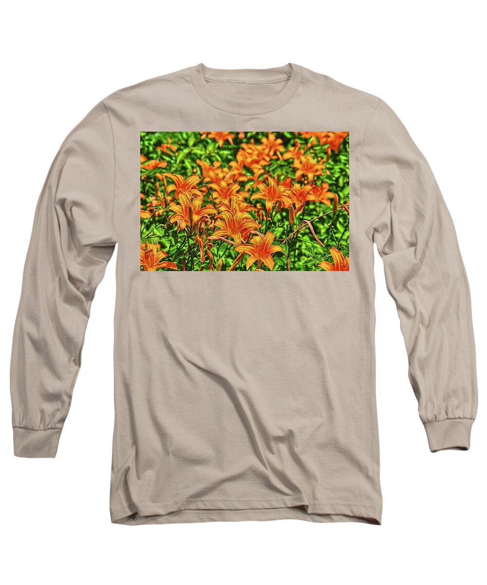 Lilies Long Sleeve T-Shirt featuring the photograph Tiger Lilies by Pat Cook