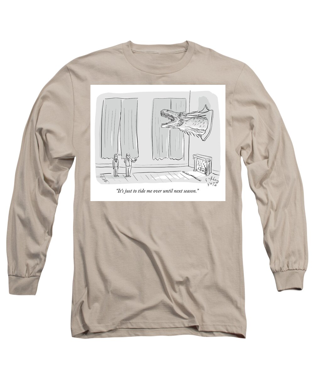 it's Just To Tide Me Over Until Next Season.� Long Sleeve T-Shirt featuring the drawing To tide me over until next season by Farley Katz
