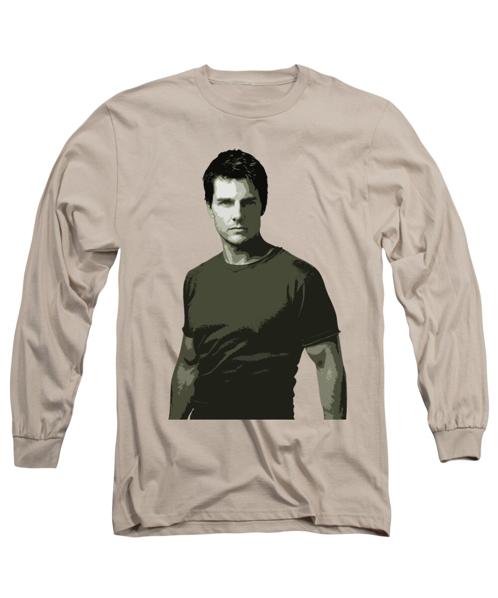 Tom Cruise Long Sleeve T-Shirt featuring the digital art Tom Cruise Cutout Art by David Dehner