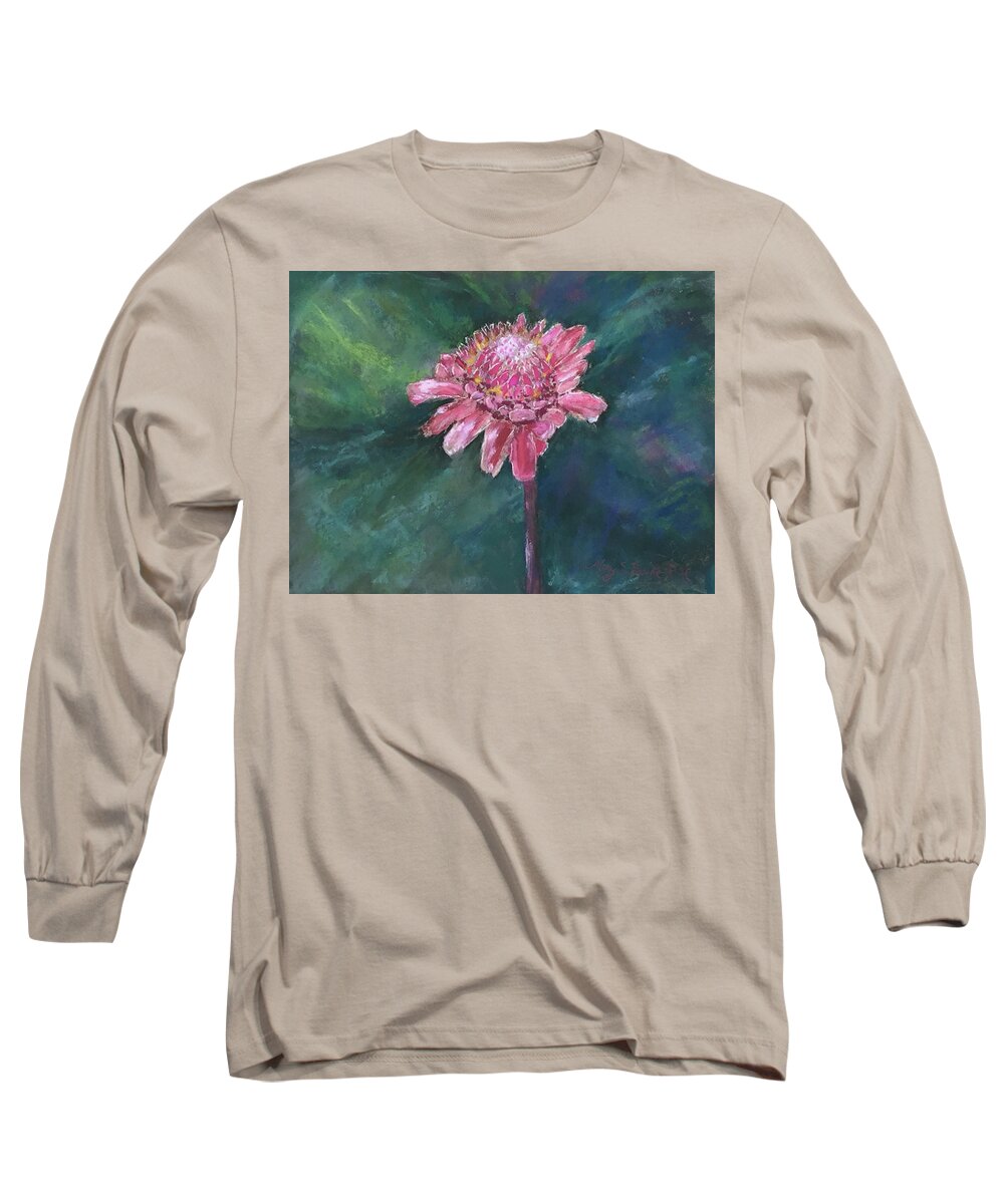 Awapuhi Long Sleeve T-Shirt featuring the painting Torch Ginger by Mary Benke