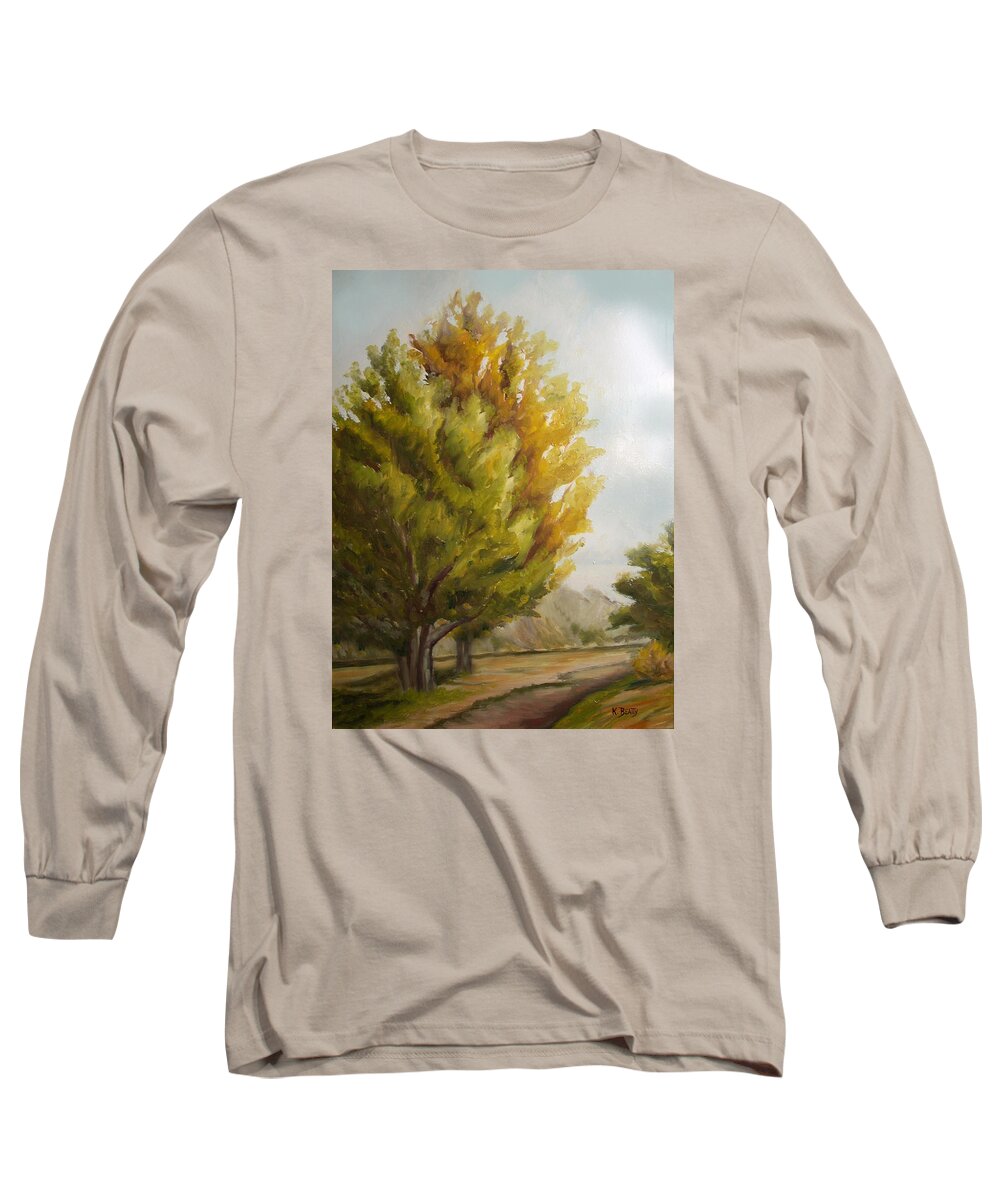 Landscape Long Sleeve T-Shirt featuring the painting Trees in Boulder by Karla Beatty