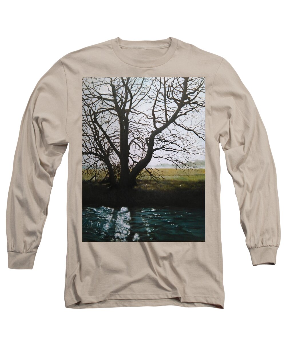 Tree Long Sleeve T-Shirt featuring the painting Trent Side Tree. by Caroline Philp